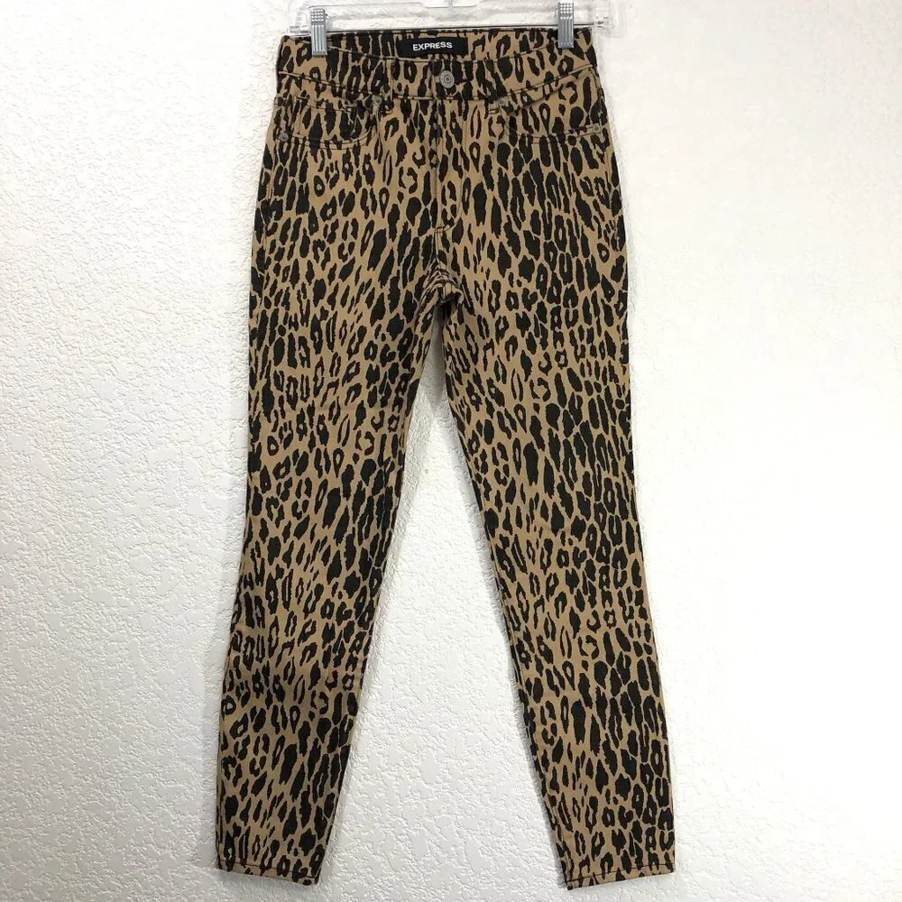 Express Animal Print Pants High Rise Ankle Leggings - Picture 6 of 6